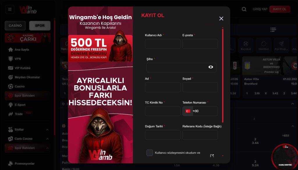 wingamb üyelik