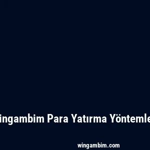 Wingambim Para Yatırma Yöntemleri